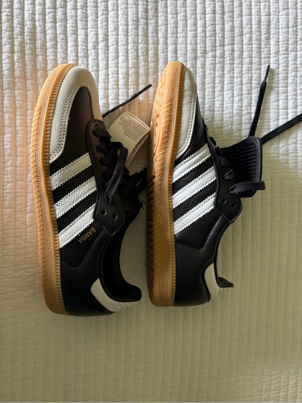 adidas women’s size 7 Samba Black White with Gum Sole Sneakers